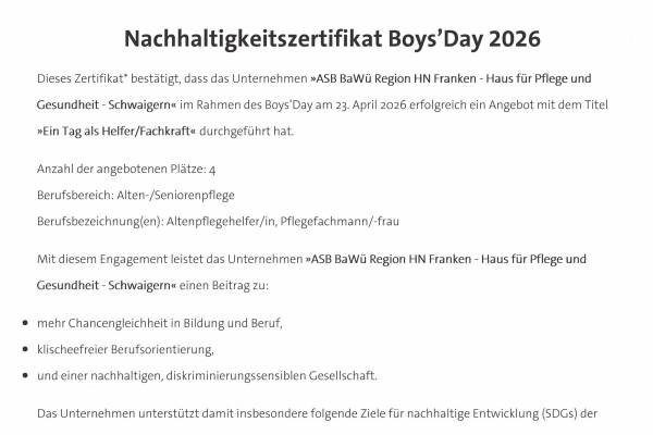 Ausgezeichnet: Das ASB Haus für Pflege und Gesundheit in Schwaigern Ausgezeichnet: Das ASB Haus für Pflege und Gesundheit in Schwaigern